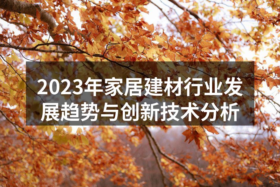 2023年家居建材行业发展趋势与创新技术分析